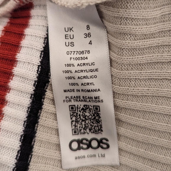 *NWOT* Asos Design Petite Cropped Sweater in Neutral Stripe - Picture 9 of 9